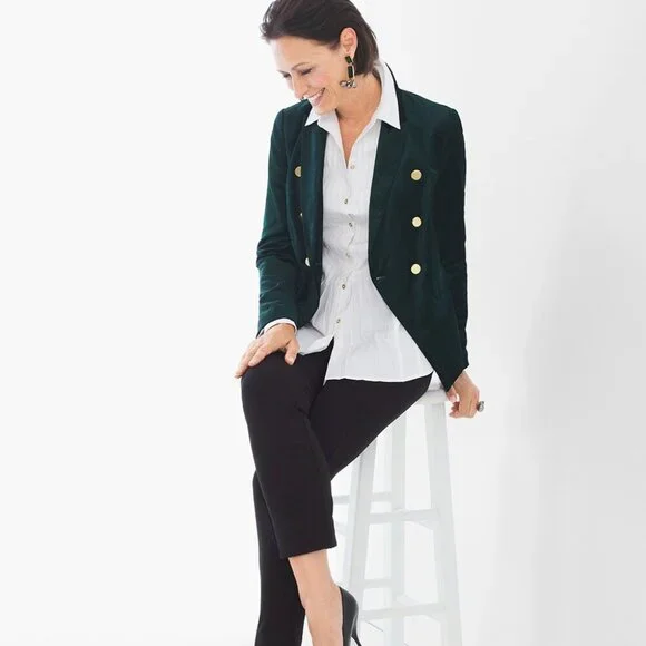 Chico's Velour Velvet Blazer Jacket Size 1 - Picture 2 of 16